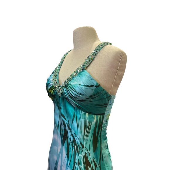 David's Bridal Elegant Sleeveless Beaded Maxi Dress With Back Cutouts Size S - Picture 4 of 12